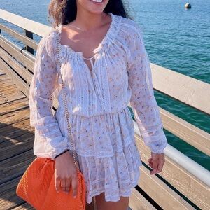 LoveShackFancy off white & floral mini dress